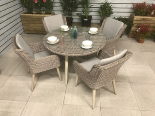 Hatfield Round Dining Set with 4 Chairs - Grey