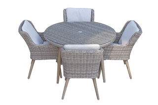 Hatfield Round Dining Set with 4 Chairs - Grey