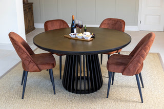 Round Brass Top With Black Edging Dining Table