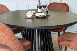 Round Brass Top With Black Edging Dining Table