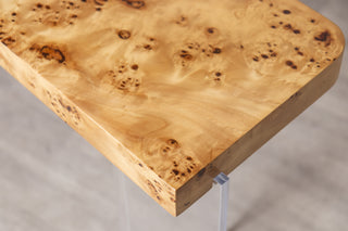 Casa Burl Wood Veneer Console Table with Acrylic Base