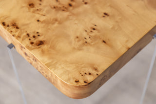 Casa Burl Wood Veneer Console Table with Acrylic Base