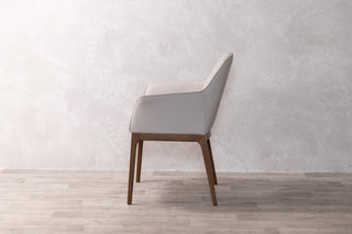 Ava Leather Carver Chair - Light Grey - SECONDS ITEM
