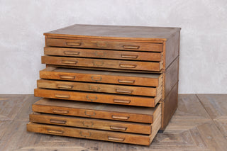 Vintage 1920's Three Tiered Oak Plan Chest