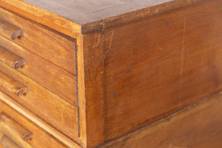 Vintage 1920's Three Tiered Oak Plan Chest