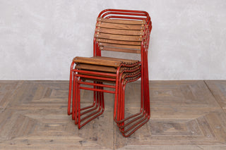 Vintage Cox 1960s Stacking Chairs with Red Frame