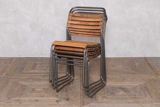 Vintage Stacking Chairs with Gunmetal Frame