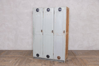 Bank Of Three Wooden Storage Lockers