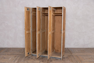 Bank Of Three Wooden Storage Lockers