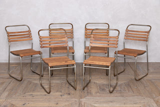 Set of 6 Vintage Slatted Stacking Chairs
