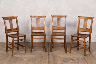 1920's Vintage Wooden Chapel Chairs