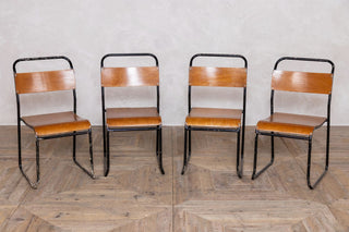Vintage Stacking Chairs with Plywood Seat & Backs