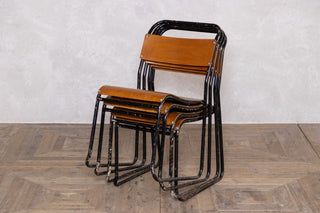 Vintage Stacking Chairs with Plywood Seat & Backs