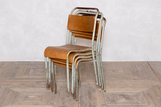 Vintage Stacking Chairs with Plywood Seats