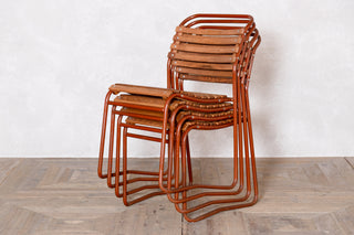 Vintage Cox 1960s Stacking Chairs - Brown Frame