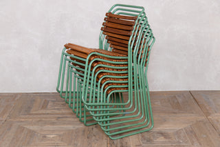 Vintage Stacking Chairs with Light Green Frame