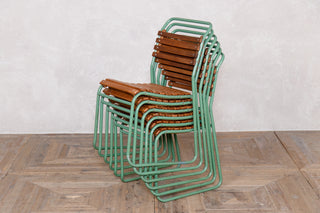 Vintage Stacking Chairs with Light Green Frame