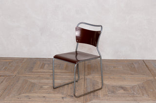 Set of 6 1950's Vintage Cox Stacking Chairs with Burgundy Frame