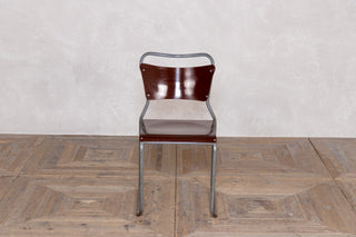 Set of 6 1950's Vintage Cox Stacking Chairs with Burgundy Frame
