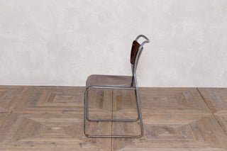 Set of 6 1950's Vintage Cox Stacking Chairs with Burgundy Frame