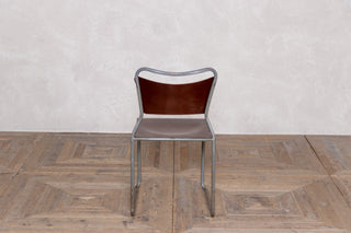Set of 6 1950's Vintage Cox Stacking Chairs with Burgundy Frame