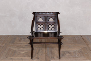 Antique Edwardian Gothic Style Solid Oak Handcarved Church Chairs