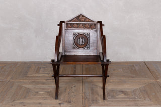 Antique Edwardian Gothic Style Solid Oak Handcarved Church Chairs