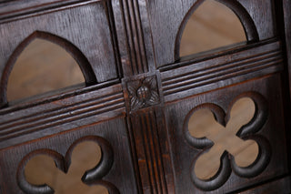 Antique Edwardian Gothic Style Solid Oak Handcarved Church Chairs