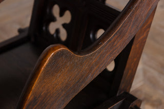 Antique Edwardian Gothic Style Solid Oak Handcarved Church Chairs