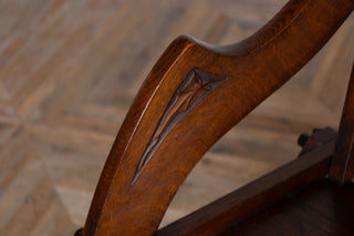 Antique Edwardian Gothic Style Solid Oak Handcarved Church Chairs