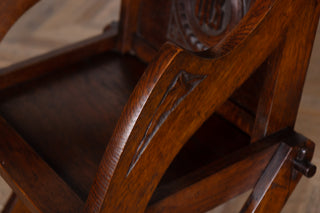 Antique Edwardian Gothic Style Solid Oak Handcarved Church Chairs