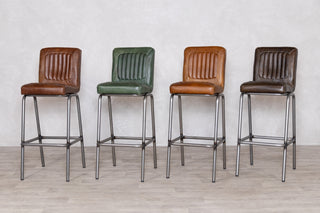 Jenson Distressed Leather Bar Stools