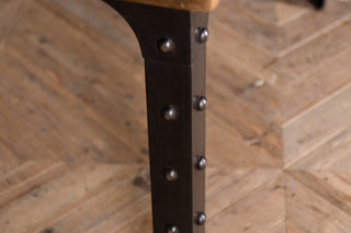 Dining Table with Pine Top and Metal Base with Rivets