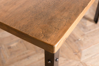 Dining Table with Pine Top and Metal Base with Rivets