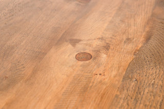 Dining Table with Pine Top and Metal Base with Rivets