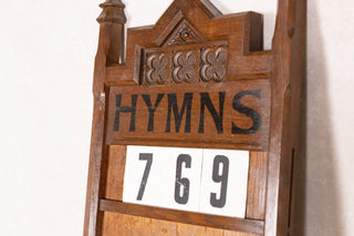 Vintage Wooden Hymn Board with Numbers