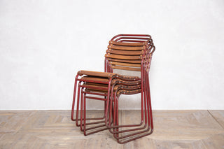 Vintage Burgundy Stacking Chairs
