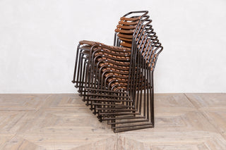 Set of 10 Vintage Brown Stacking Chairs