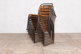 Set of 10 Vintage Brown Stacking Chairs