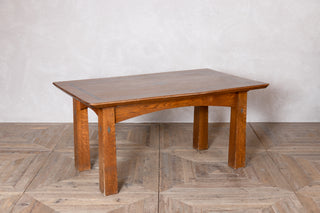 Large Church Oak Library Table with Leather Inset