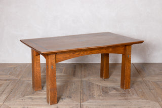 Large Church Oak Library Table with Leather Inset