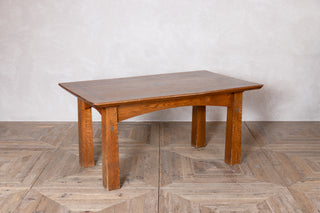 Large Church Oak Library Table with Leather Inset