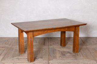 Large Church Oak Library Table with Leather Inset