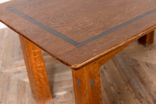 Large Church Oak Library Table with Leather Inset
