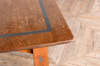 Large Church Oak Library Table with Leather Inset