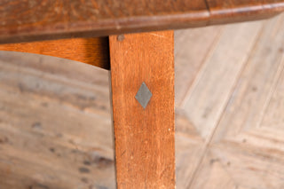 Large Church Oak Library Table with Leather Inset