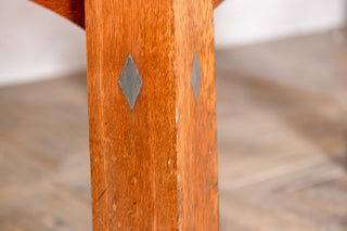 Large Church Oak Library Table with Leather Inset