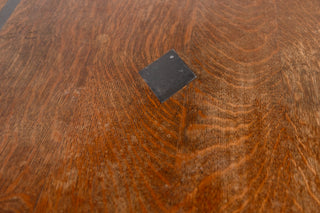 Large Church Oak Library Table with Leather Inset