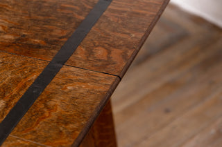 Large Church Oak Library Table with Leather Inset