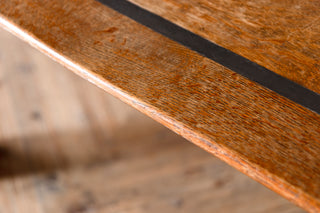 Large Church Oak Library Table with Leather Inset